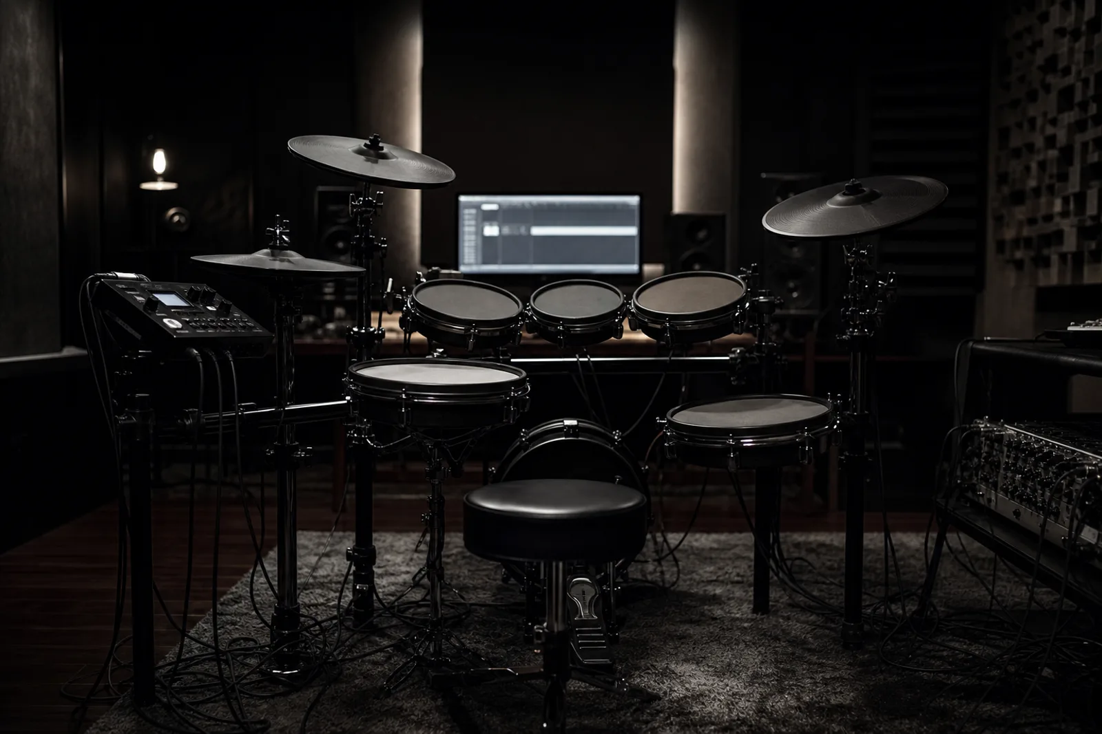 Placeholder: digital drumkit in a recording session